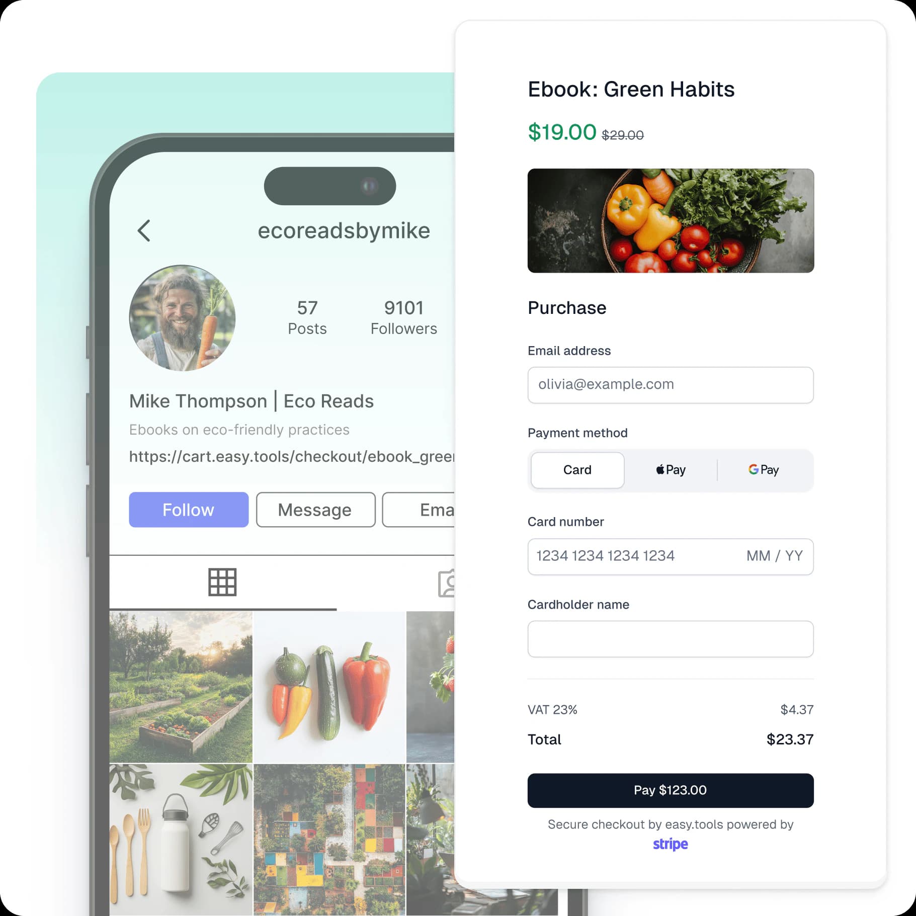 Liên kết thanh toán Easycart từ bio Instagram để bán hàng không cần cửa hàng